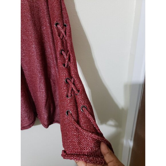 Nine West, biking red, Keira, drawstring sleeve sweater, size L - Picture 3 of 8